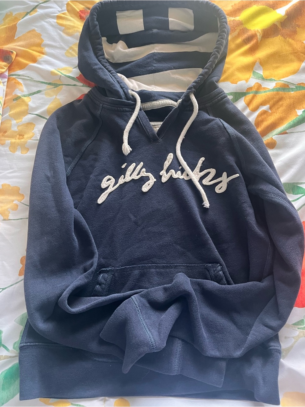 Gilly Hicks Navy Crewneck Hoodie with Cream Script